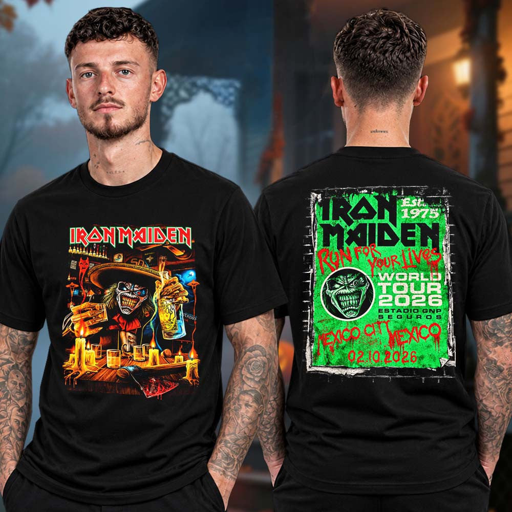 Iron Maiden Merch Mexico City MX Event Black T-Shirt Gifts For Iron Maiden Lovers - Foxy23shop