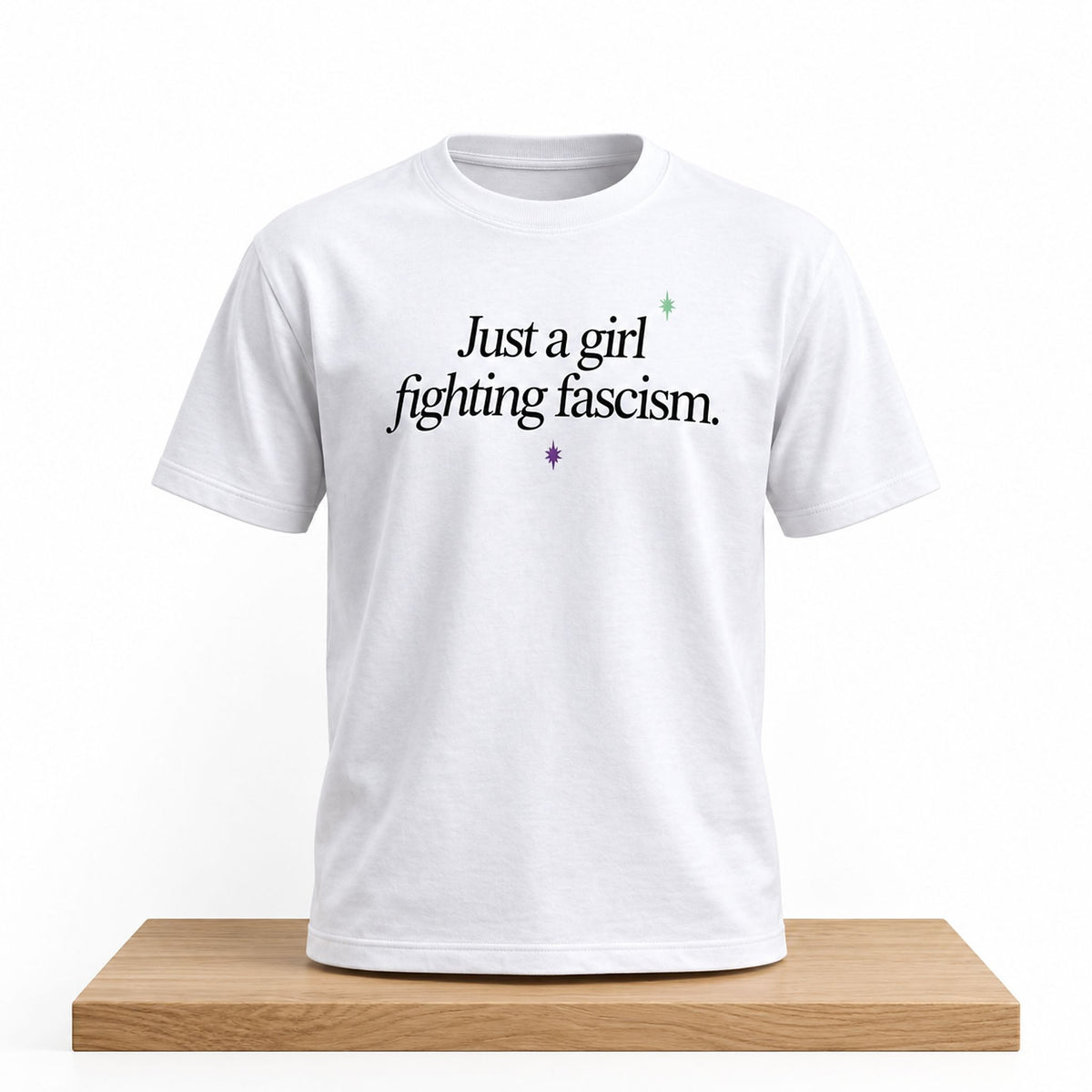 Just A Girl Fighting Fascism White Shirt Anti Fascism Clothes Gifts For Supporters - Foxy23shop