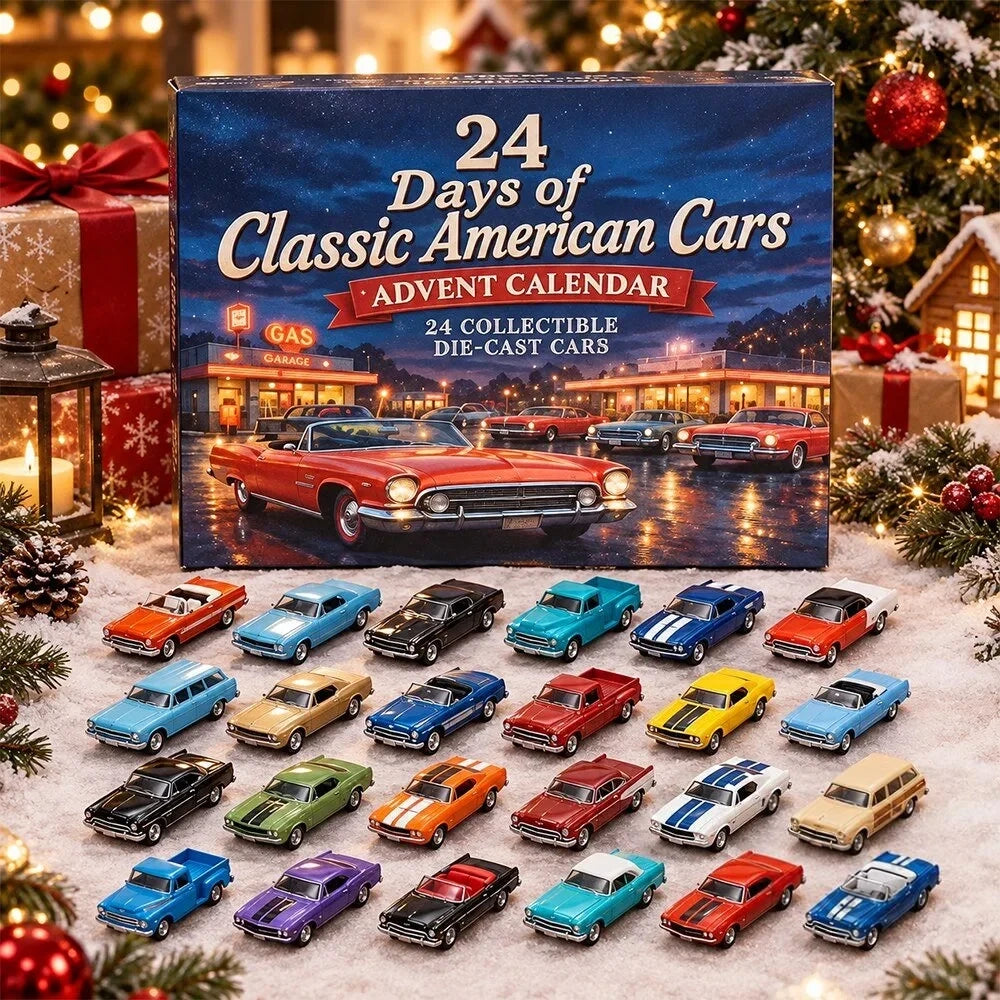 24 Days Of Classic American Cars Advent Calendar 2026 Xmas Countdown Gifts For Brother - Foxy23shop