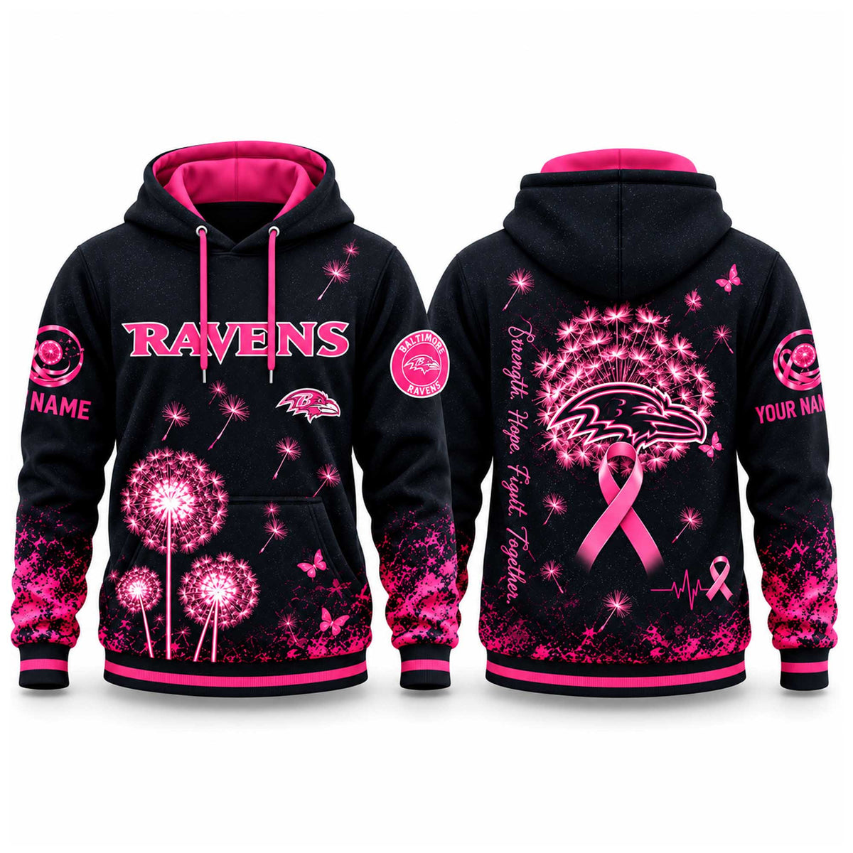 Custom Baltimore Ravens Merch 2026 NFL Breast Cancer Awareness Hoodie Gifts For Football Lover - Foxy23shop