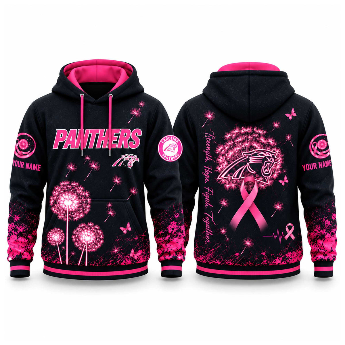 Personalized Carolina Panthers Merch 2026 NFL Breast Cancer Awareness Hoodie Fan Gear - Foxy23shop