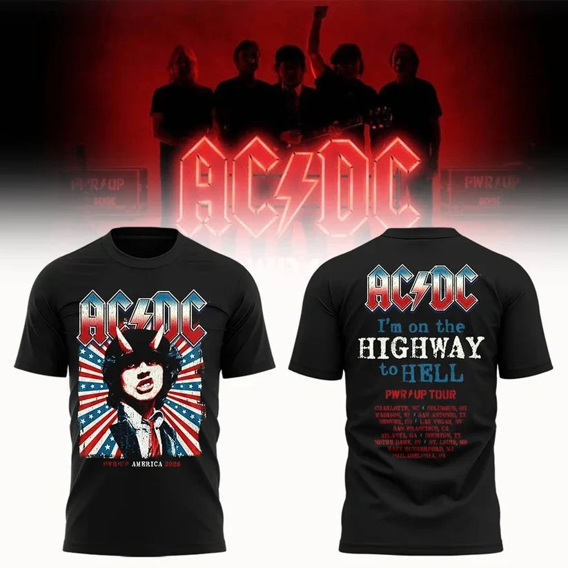 AC DC Merch Angus North America PWR Up Tour Shirt Gifts For AC DC Fans - Foxy23shop