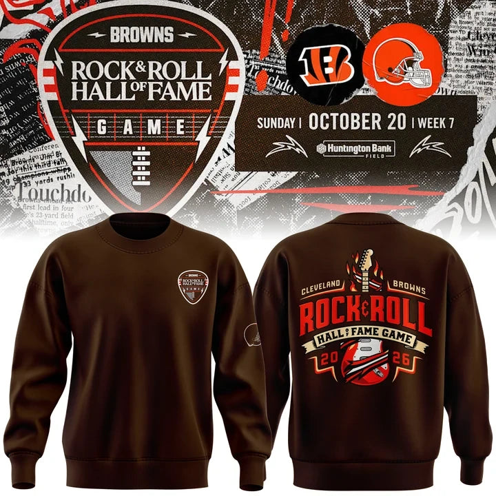 Cleveland Browns Merch Rock Roll Hall Of Fame Game Sweatshirt 2026 Cleveland Browns Clothing Gift For Fan - Foxy23shop