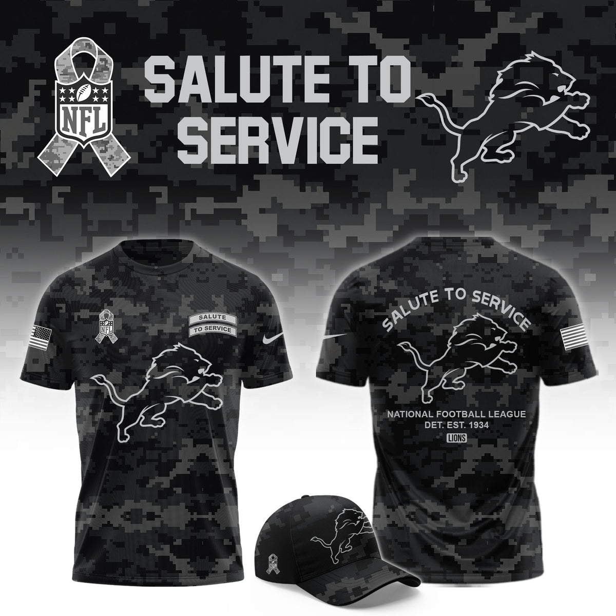 Detroit Lions Merch 2026 NFL Salute To Service T-Shirt Unique Gifts For One Pride - Foxy23shop