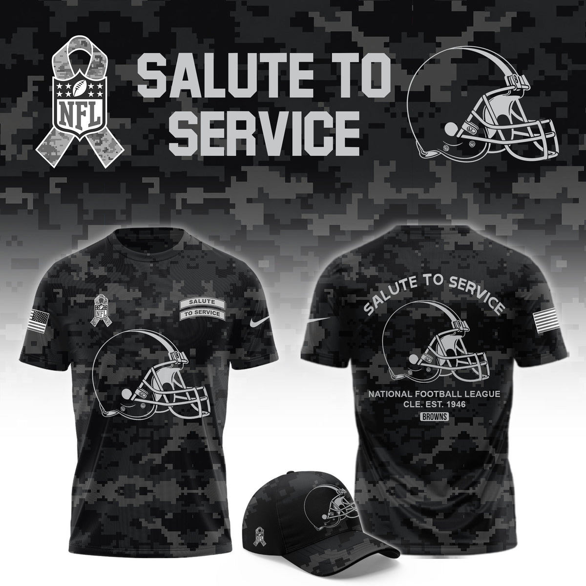 Cleveland Browns Merch 2026 NFL Salute To Service Shirt Gifts For Browns Fans - Foxy23shop
