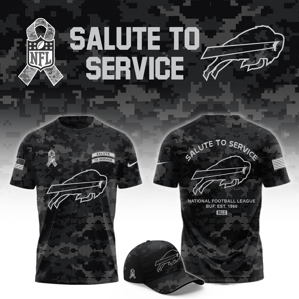 Buffalo Bills Merch 2026 NFL Salute To Service T-Shirt Gifts For Bills Mafia - Foxy23shop