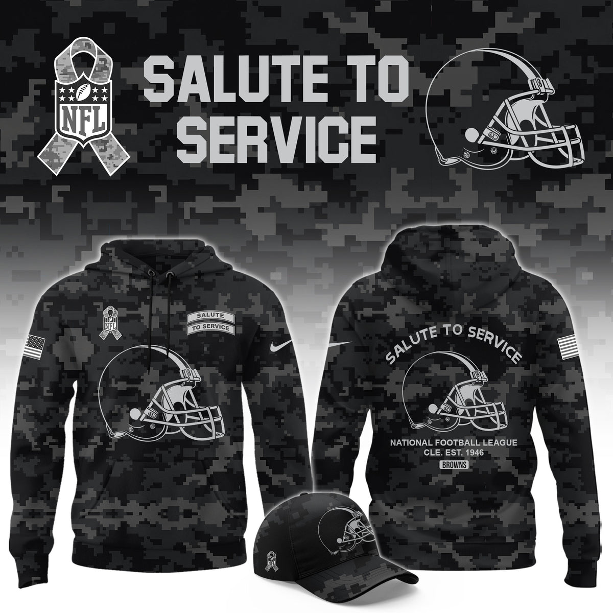 Cleveland Browns Merch 2026 NFL Salute To Service Hoodie Football Fan Gear - Foxy23shop