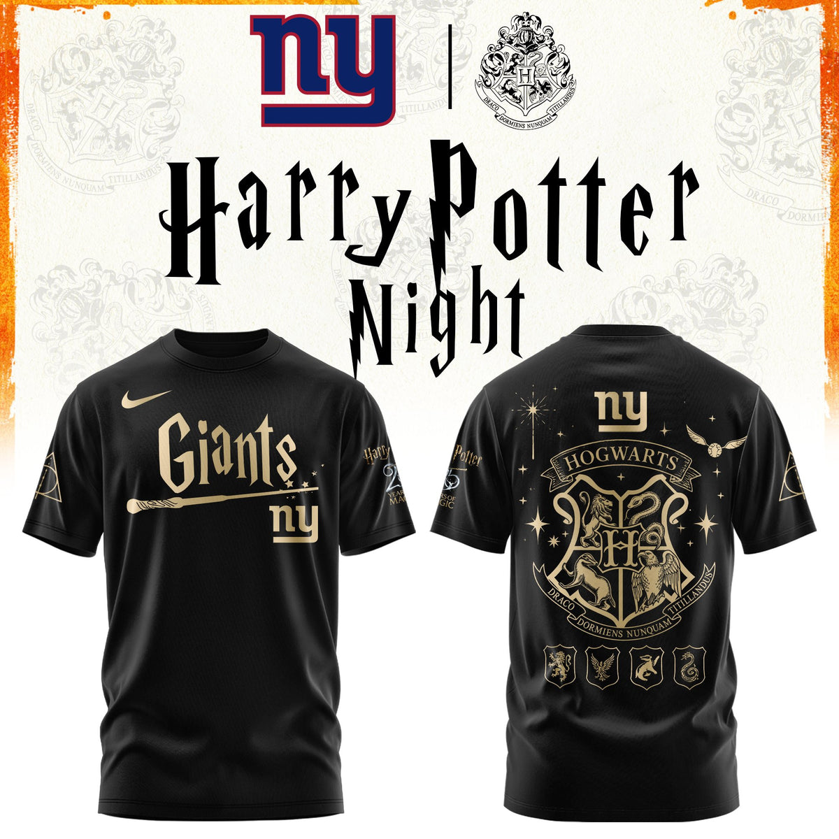 New York Giants Merch 2026 NFL Harry Potter T-Shirt Best New York Giants Apparel Fan Gear - Foxy23shop