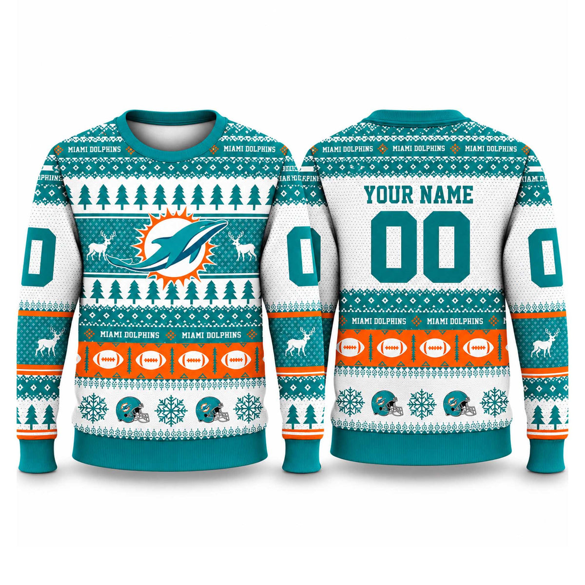Personalized Miami Dolphins 2026 NFL Christmas Ugly Sweater Xmas Gifts For Dolfans - Foxy23shop