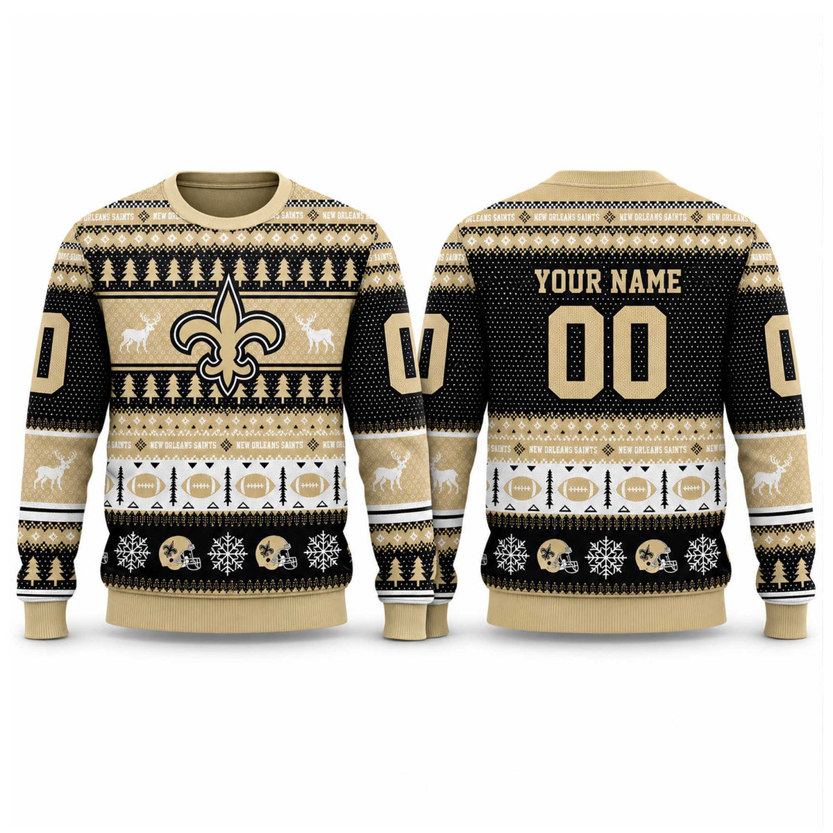 Personalized New Orleans Saints 2026 NFL Ugly Christmas Sweater Xmas Gifts For Who Dat Nation - Foxy23shop