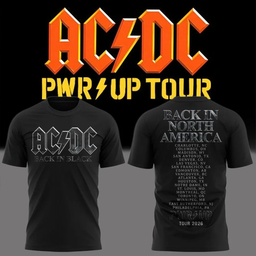 AC DC Merch PWR North America Up Tour 2026 T-Shirt Gifts Idea For Rock Fans - Foxy23shop