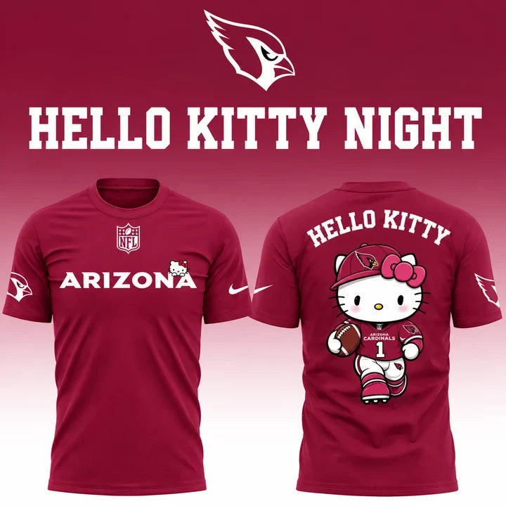 Arizona Cardinals Hello Kitty 2026 Black T-Shirt Arizona Cardinals Gear Gifts For Fans - Foxy23shop