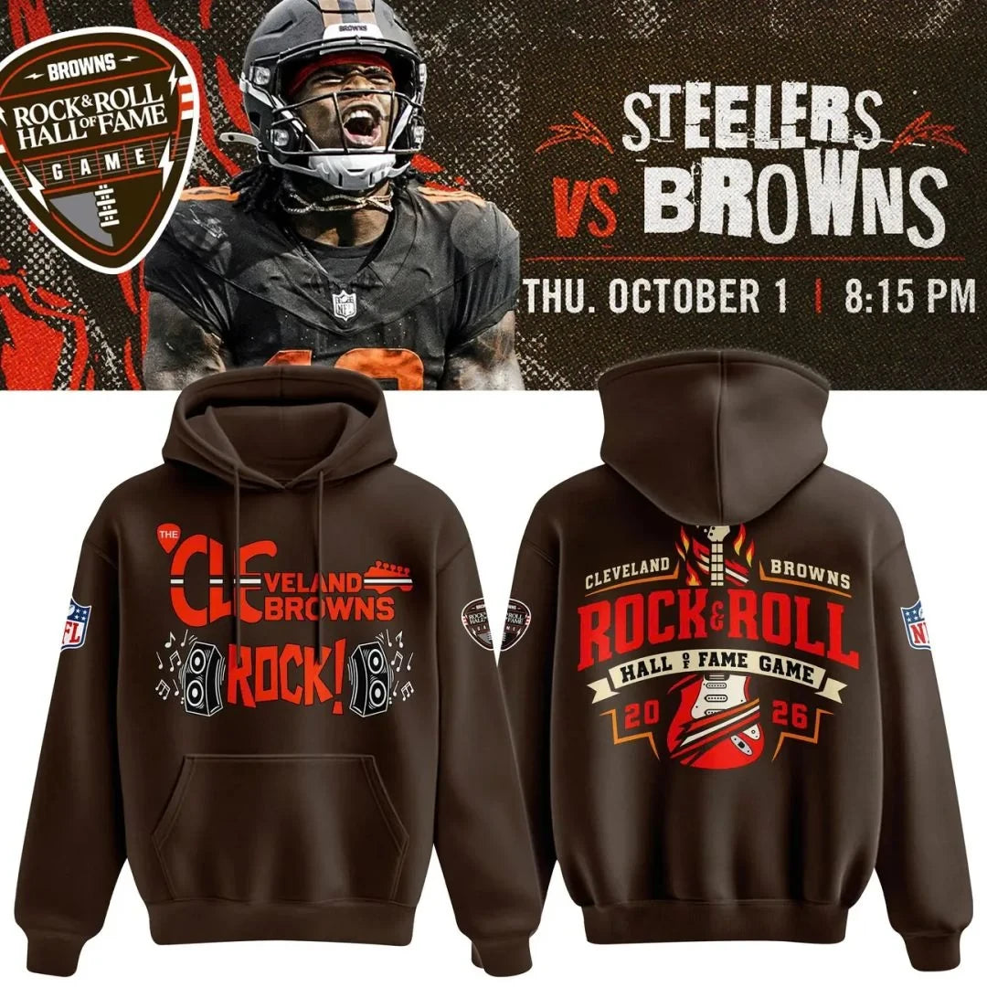 Cleveland Browns Merch Rock Roll Hall Of Fame Game 2026 Dawg Pound Hoodie Cleveland Browns Gear - Foxy23shop