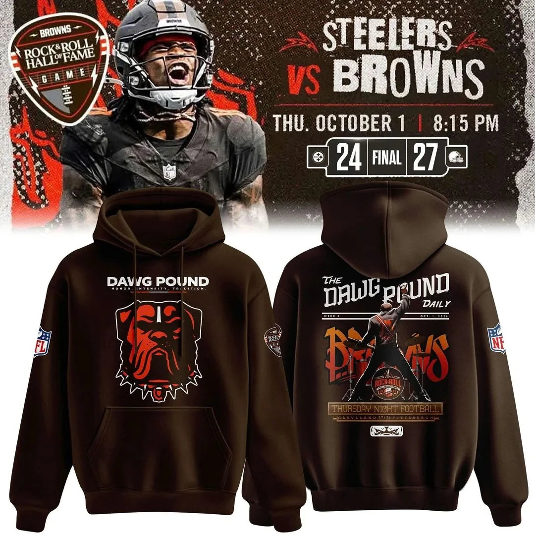 Cleveland Browns Rock Roll Hall Of Fame Game 2026 Dawg Pound Hoodie 2026 Browns Hooded Sweatshirt - Foxy23shop