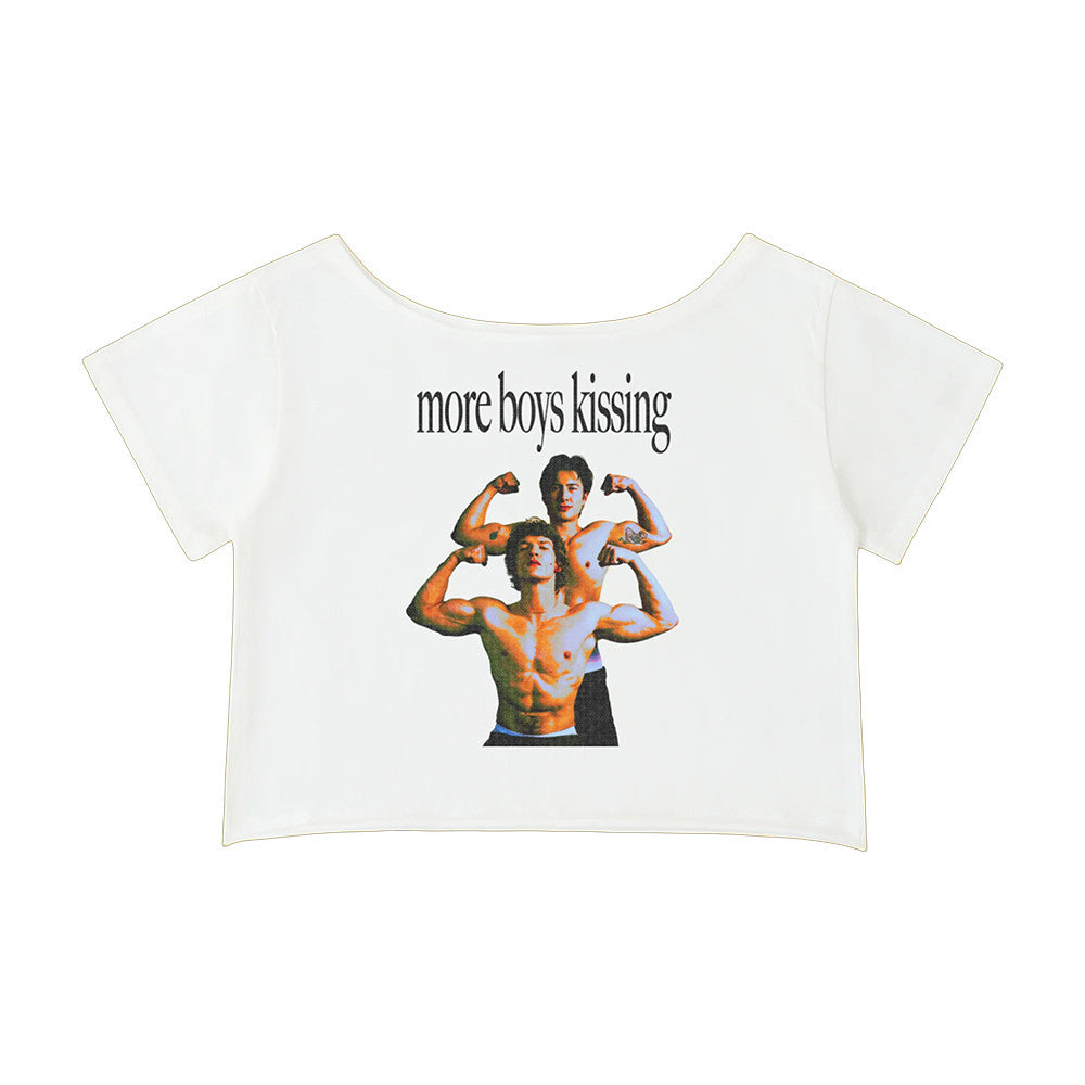 Bug Girl Merch Shoulder Boys Kiss Cropped Shirt Presents For Heated Rivalry Fans - Foxy23shop