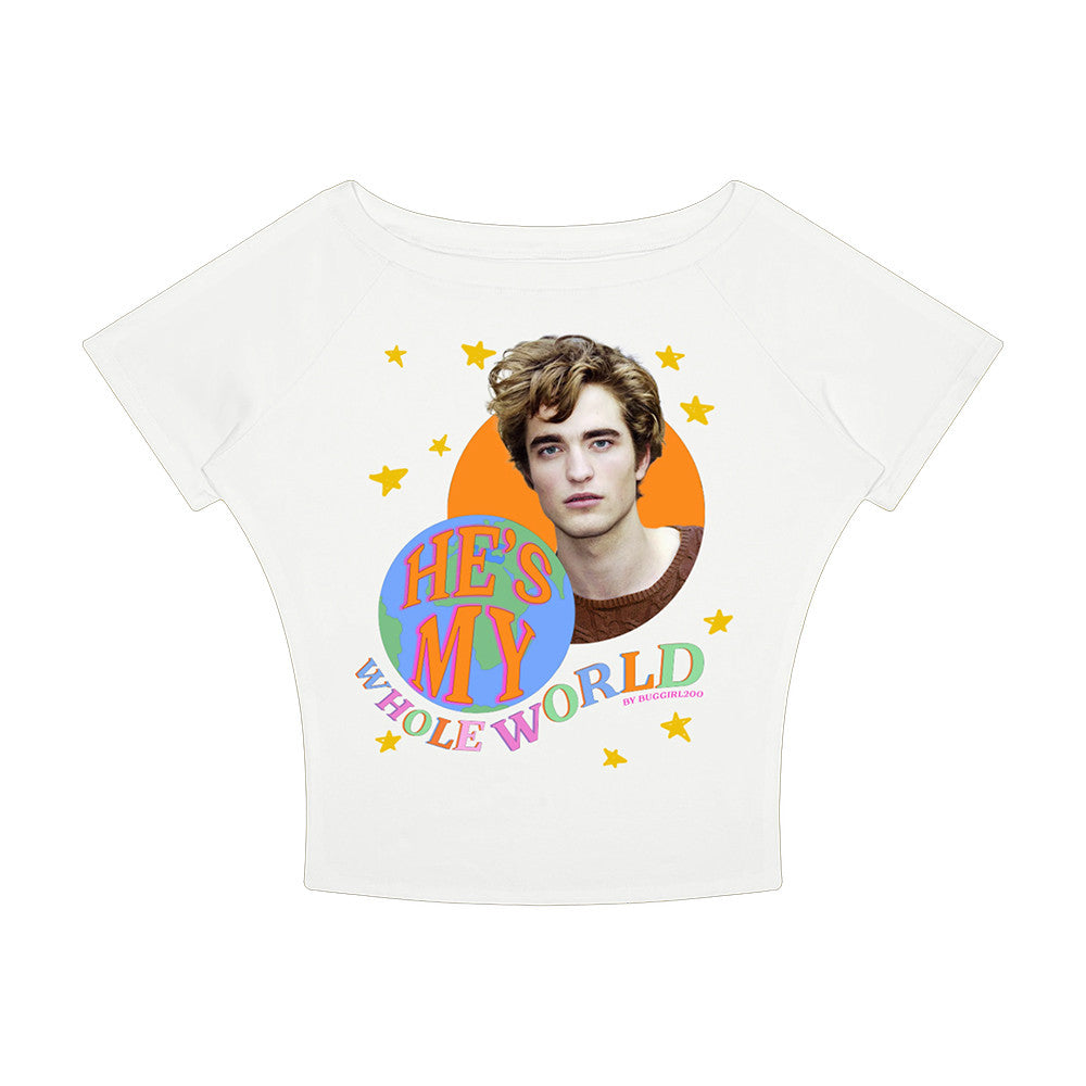 Bug Girl Merch Robert Pattinson Whole World White Baby Tee Gifts For Robert Pattinson Fans - Foxy23shop