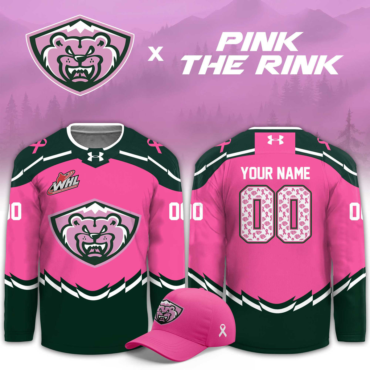 Custom Everett Silvertips 2026 Pink The Rink Jersey Everett Silvertips Merch Fan Gear - Foxy23shop