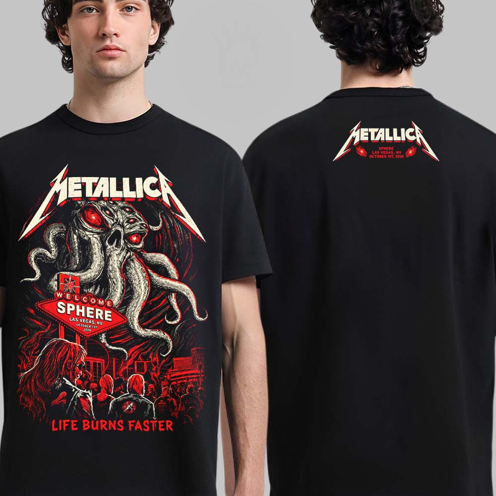 Metallica Life Burns Faster Las Vegas 2026 Night 1 T-Shirt Metallica Merch Fan Gifts - Foxy23shop