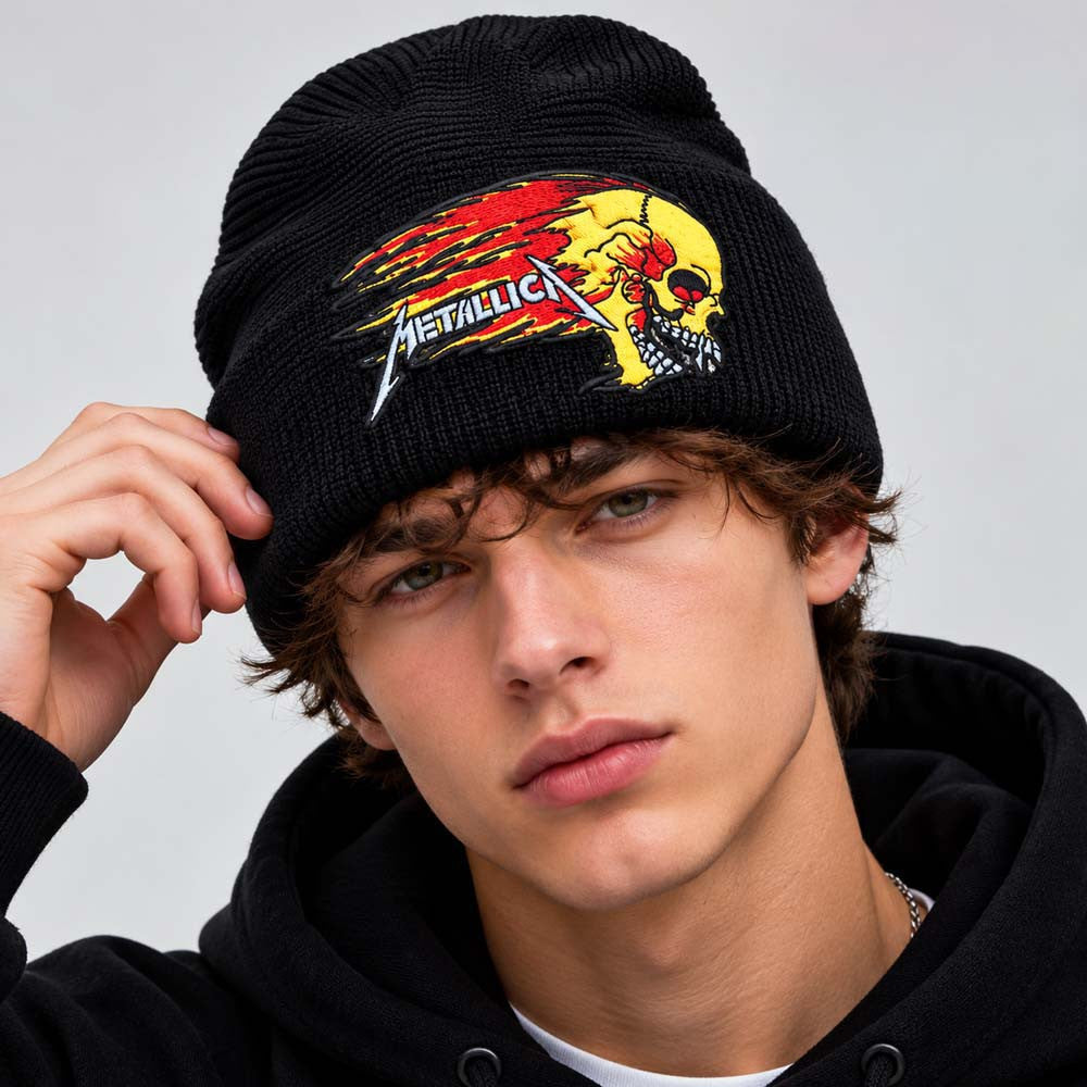 Metallica Black Slouch Beanie Hat Metallica Merch Cool Gifts For Music Lovers - Foxy23shop