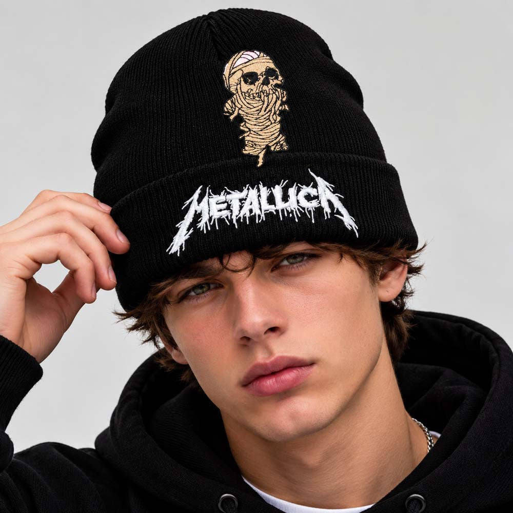 Metallica One Patch Cuffed Beanie Hat Metallica Merch Presents For Music Lovers - Foxy23shop