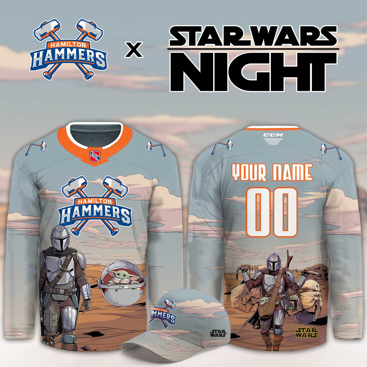Personalized Hamilton Hammers x Star Wars Night Jersey Best Gifts For Hockey Lovers - Foxy23shop
