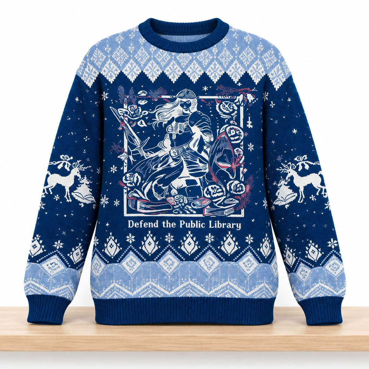 Defend The Public Library Christmas Ugly Sweater Christmas Gifts For Bookworms - Foxy23shop