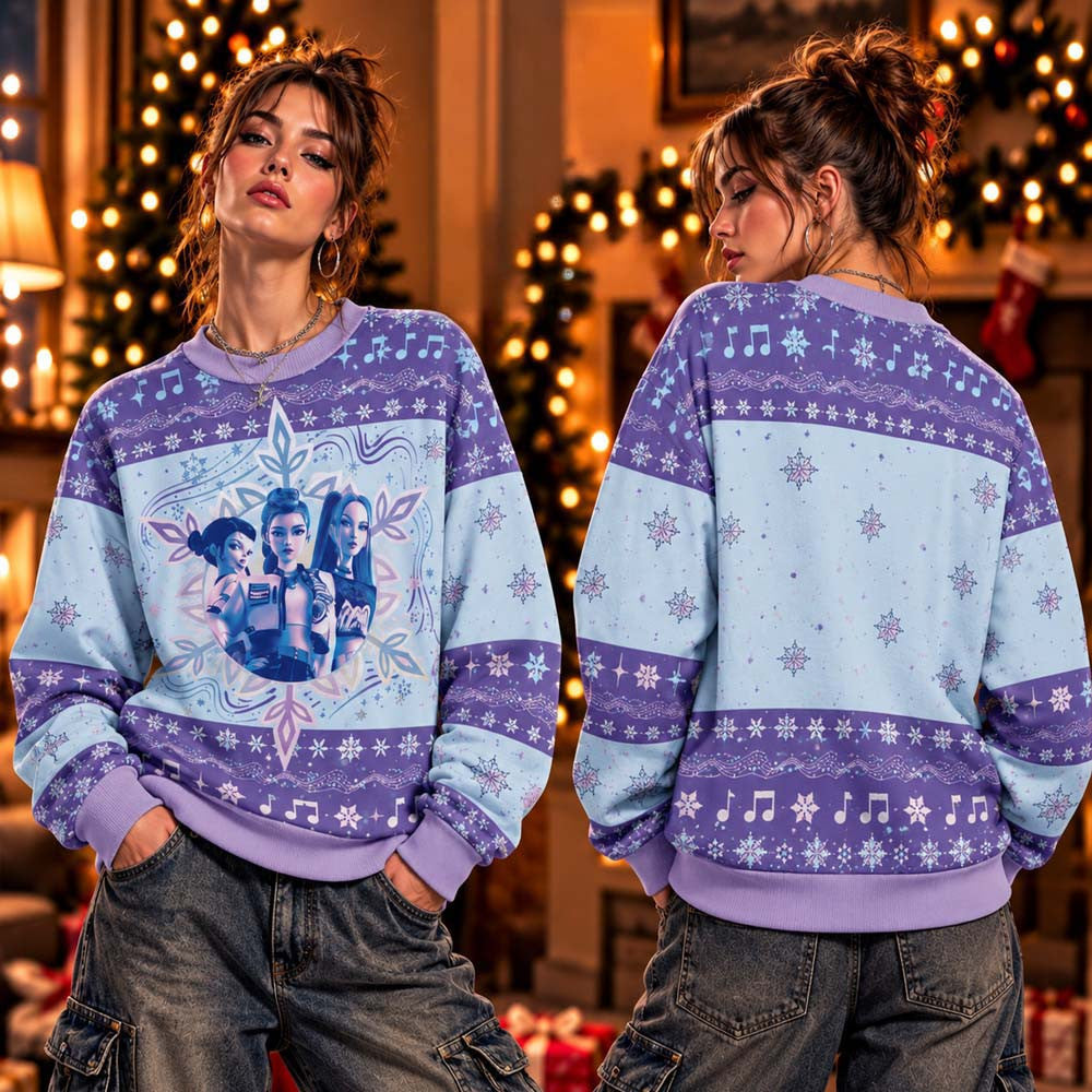KPop Demon Hunters Ugly Christmas Sweater Demon Hunters Apparel Music Lover Gifts - Foxy23shop