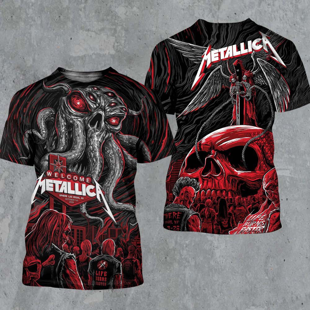 Metallica Life Burns Faster Las Vegas 2026 T-Shirt Metallica Clothing Music Lover Presents - Foxy23shop