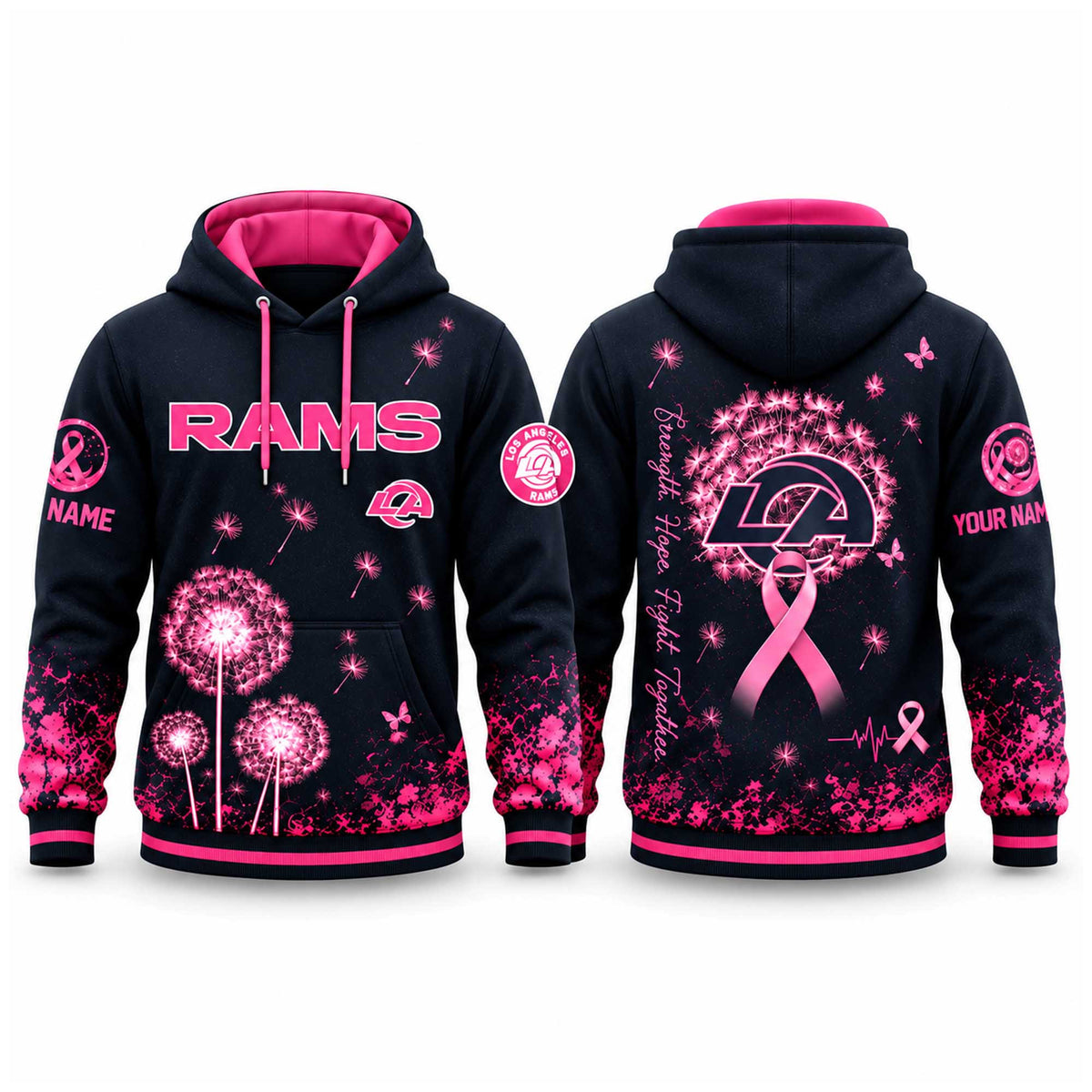 Custom Los Angeles Rams Breast Cancer Awareness Hoodie Presents For Ramily - Foxy23shop