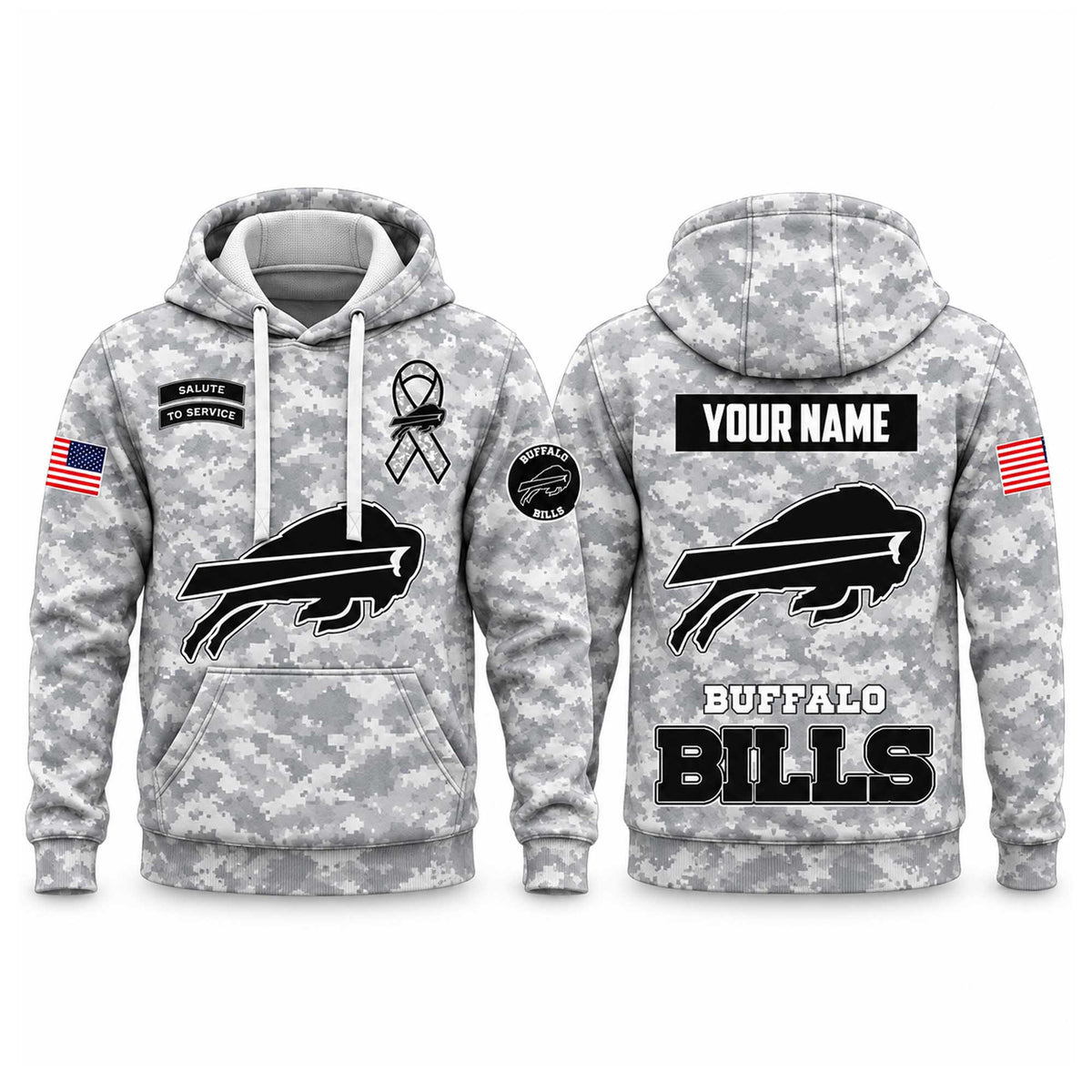 Custom 2026 Buffalo Bills X Salute To Service White Camo Hoodie Presents For Bills Mafia - Foxy23shop