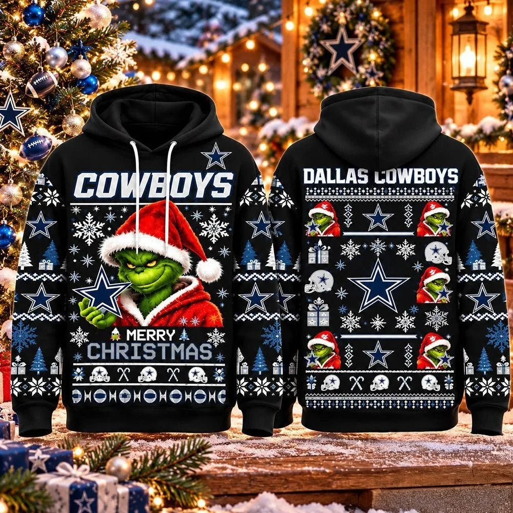 Dallas Cowboys Grinch Merry Christmas Football Hoodie Best Gifts For Cowboys Nation - Foxy23shop
