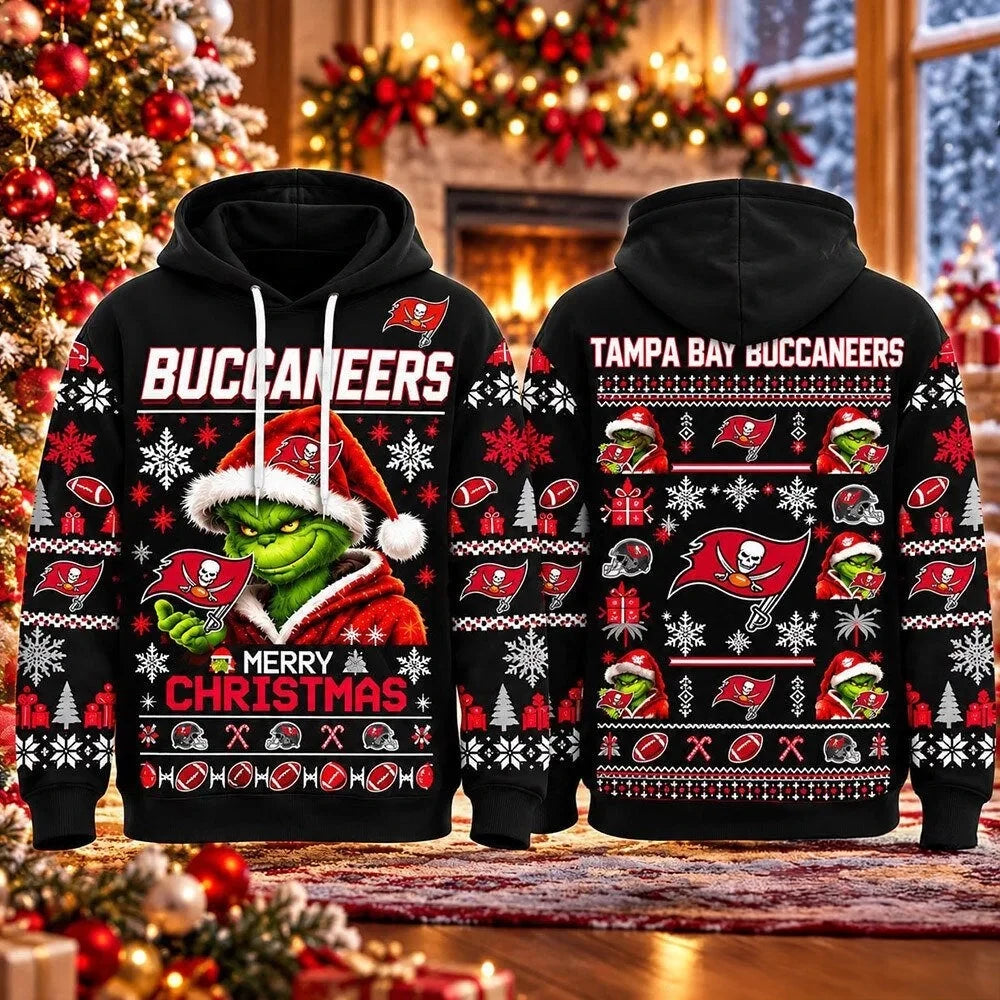 Tampa Bay Buccaneers Grinch Merry Christmas Hoodie Tampa Bay Buccaneers Apparel Xmas Gifts For Fans - Foxy23shop