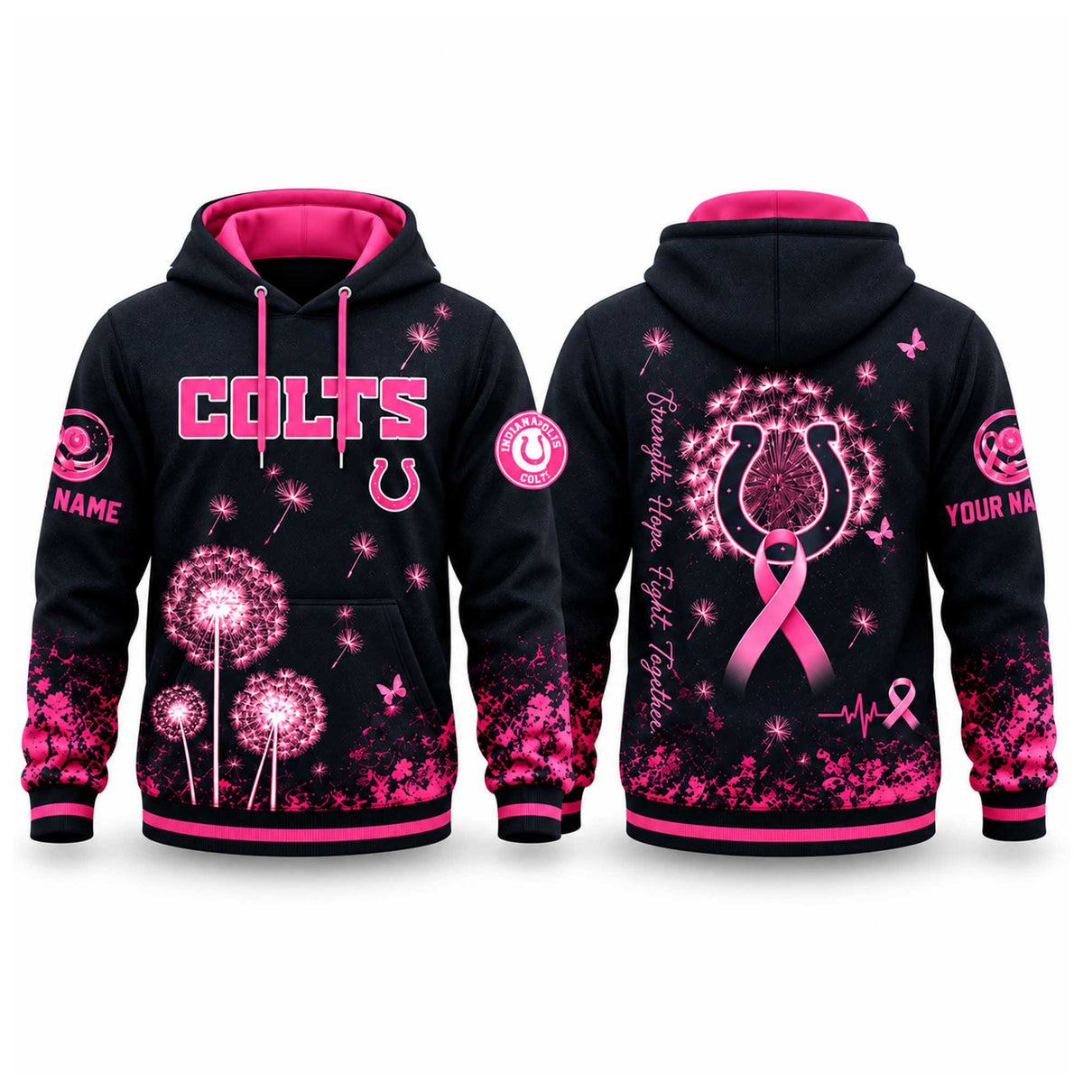 Custom Indianapolis Colts Breast Cancer Awareness Hoodie Indianapolis Colts Merch Fan Gear - Foxy23shop