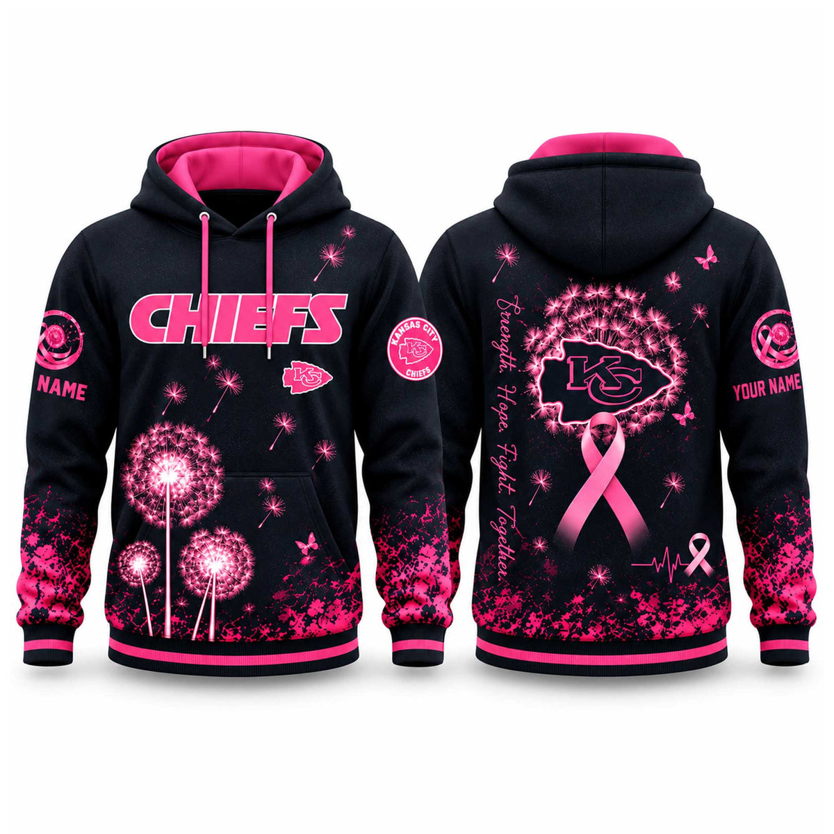 Personalized Kansas Chiefs Breast Cancer Awareness Hoodie Kansas Chiefs Apparel Fan Gear - Foxy23shop