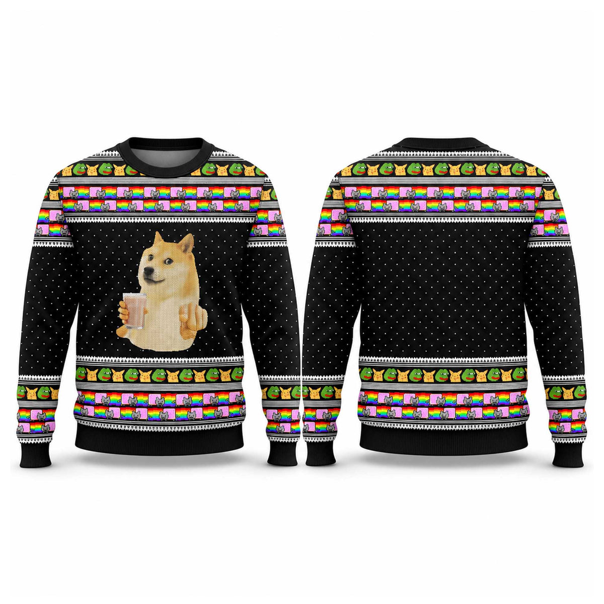 Christmas Choccy Milk Cheems Doge Meme Ugly Sweater Funny Meme Clothing Gifts For BFF - Foxy23shop