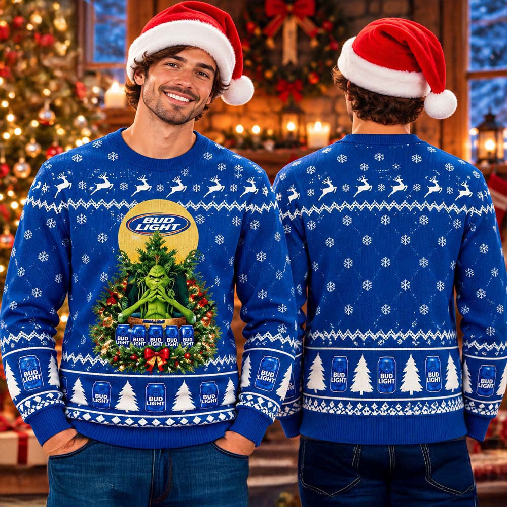 Bud Light X Grinch Snow Beer Throne Christmas Ugly Sweater 2026 Xmas Gifts For Boyfriend - Foxy23shop