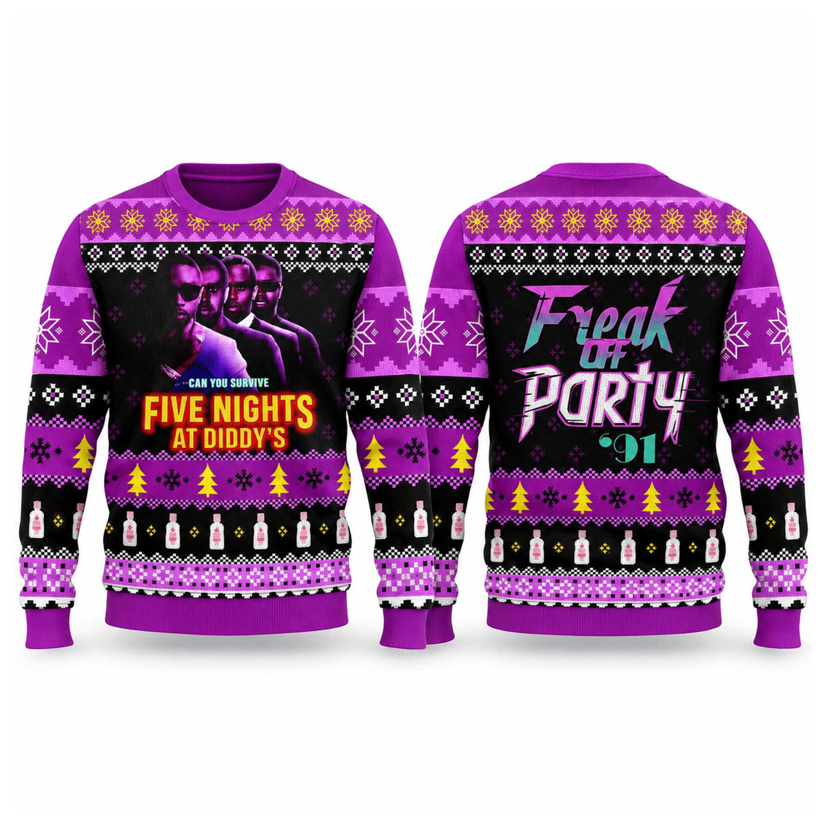 Christmas Five Nights At Diddy's Ugly Sweater Funny Gifts For BFF - Foxy23shop
