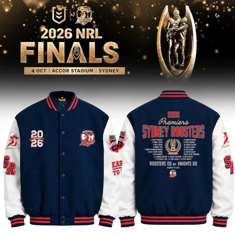 Sydney Roosters Merch 2026 NRL Premiers Bomber Jacket Sydney Roosters Clothing Fan Gears - Foxy23shop
