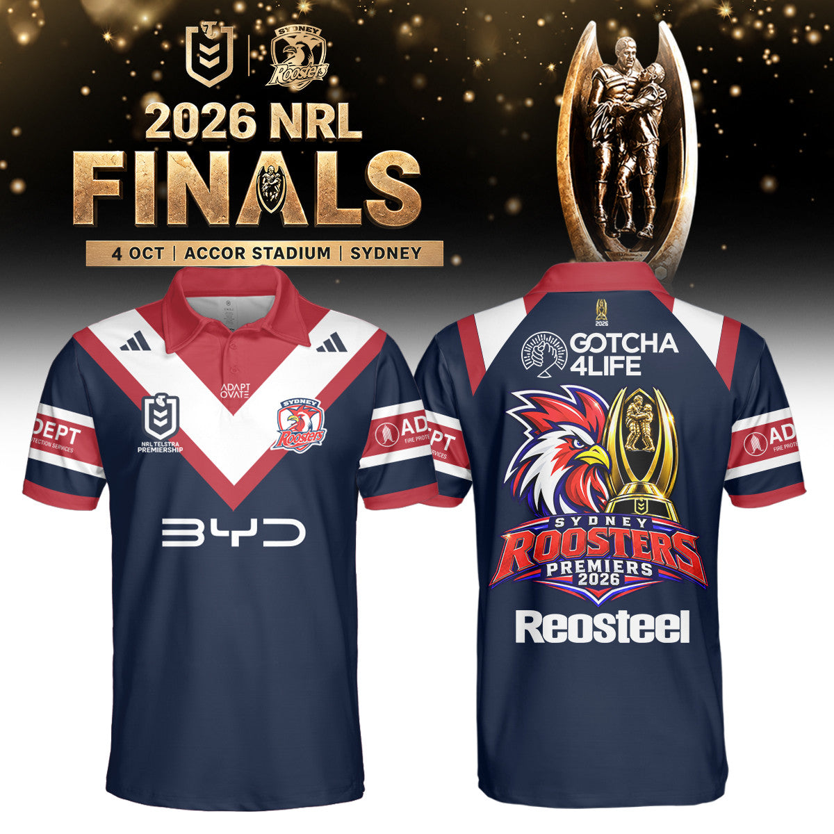 Sydney Roosters 2026 NRL Premiers Polo Shirt Sydney Roosters Clothes Gift Ideas For Father - Foxy23shop