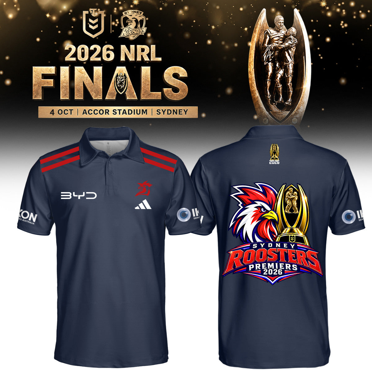 Sydney Roosters NRL 2026 Premiers Polo ShirtSydney Roosters Clothing Rugby Fan Gear - Foxy23shop