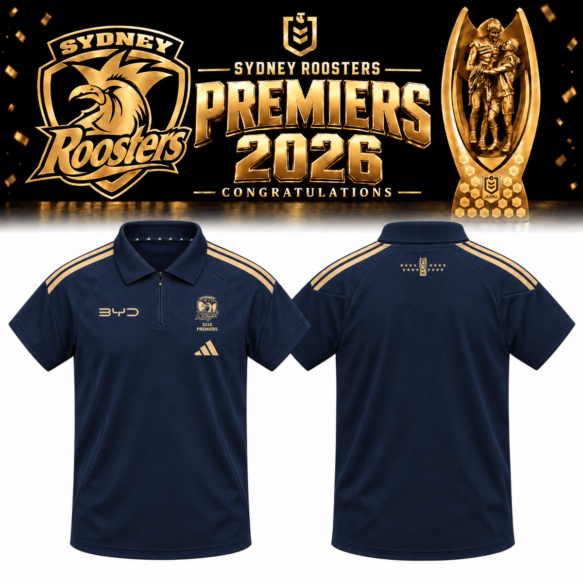Sydney Roosters NRL 2026 Premiers Polo Shirt Sydney Roosters Clothes Great Gifts For Brothers - Foxy23shop