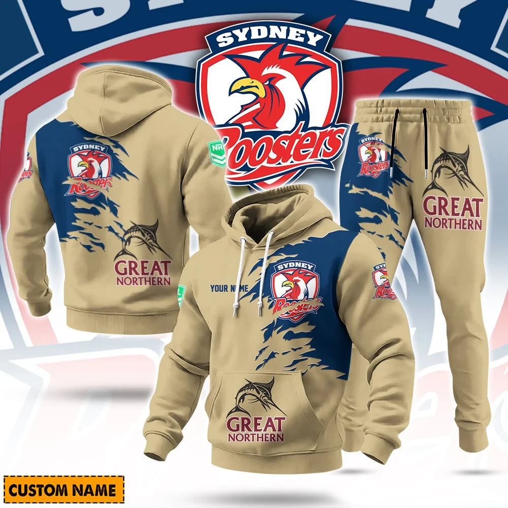 Custom Sydney Roosters X Great Northern Beer Hoodie And Sweatpants Sydney Roosters Clothing Fan Gear - Foxy23shop