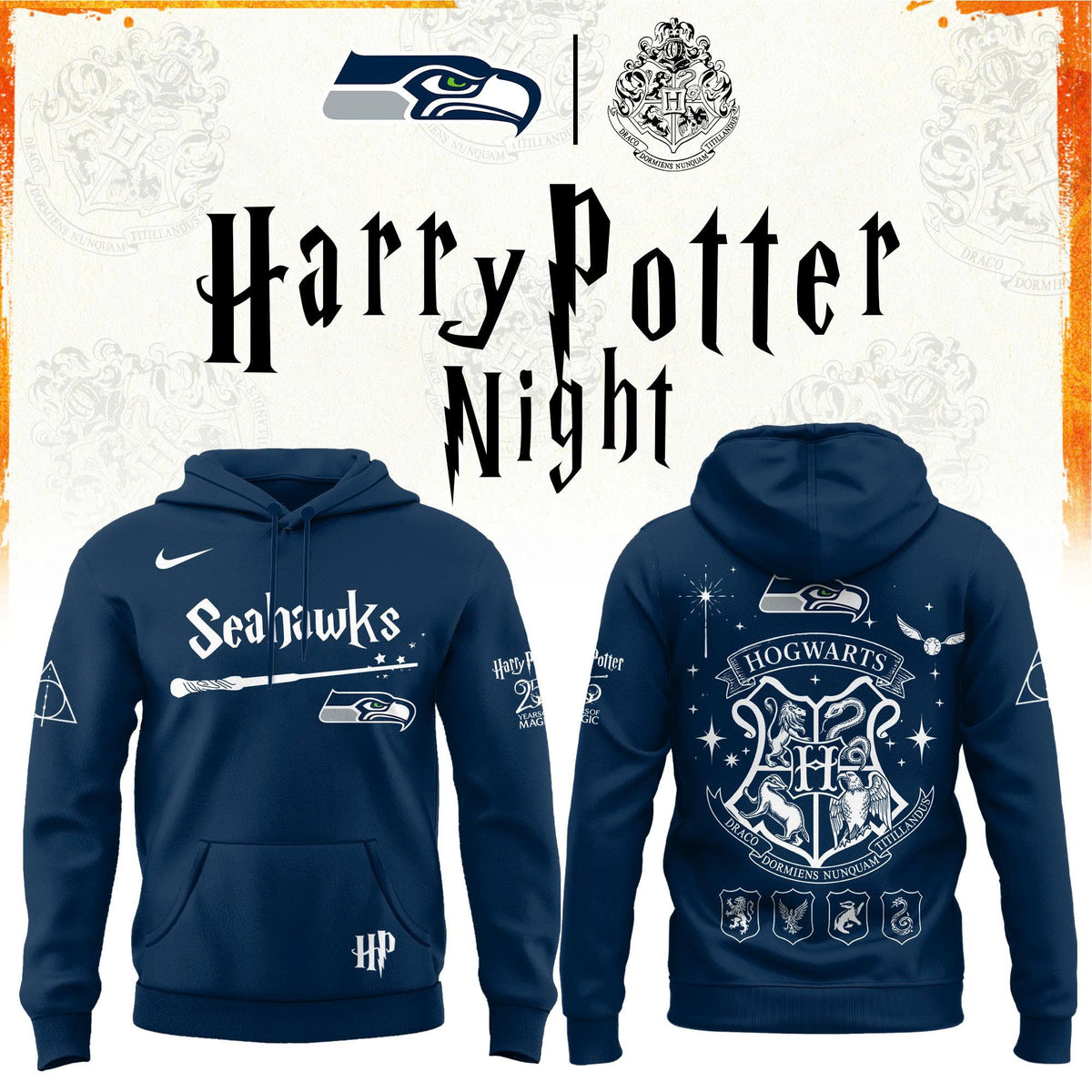 Seattle Seahawks Merch x Harry Potter Night Hoodie Best Gifts For The 12s - Foxy23shop