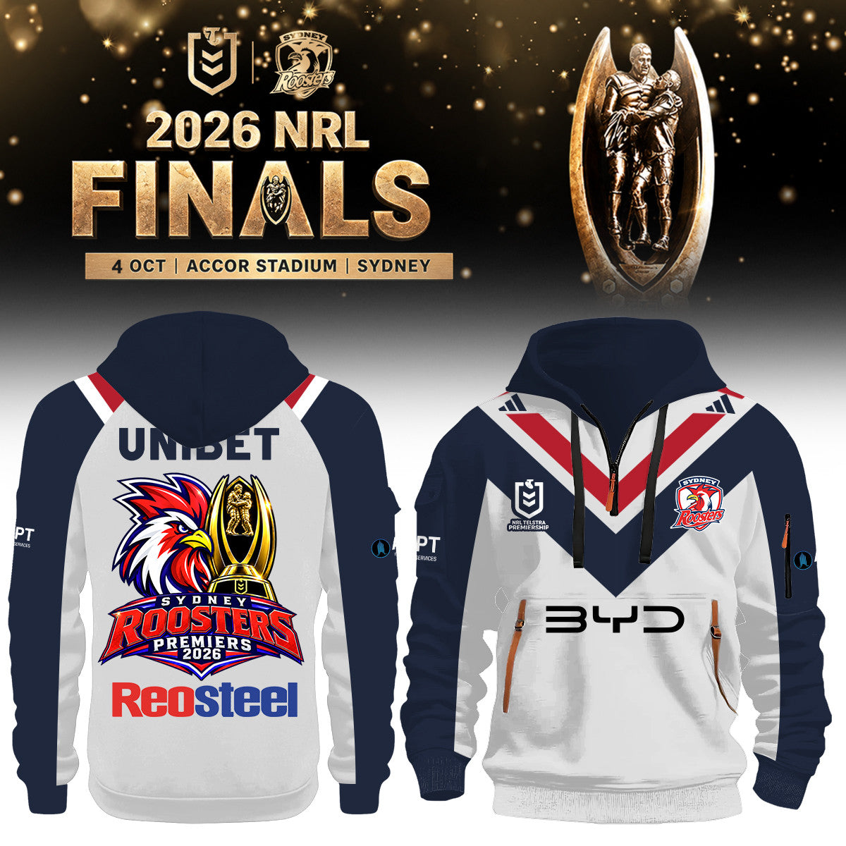 Sydney Roosters Merch 2026 NRL Premiers Hoodie Gifts For Sports Fans - Foxy23shop