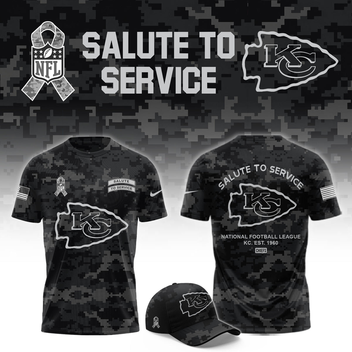 Kansas City Chiefs Merch Salute To Service T-Shirt Presents For Chiefs Kingdom - Foxy23shop