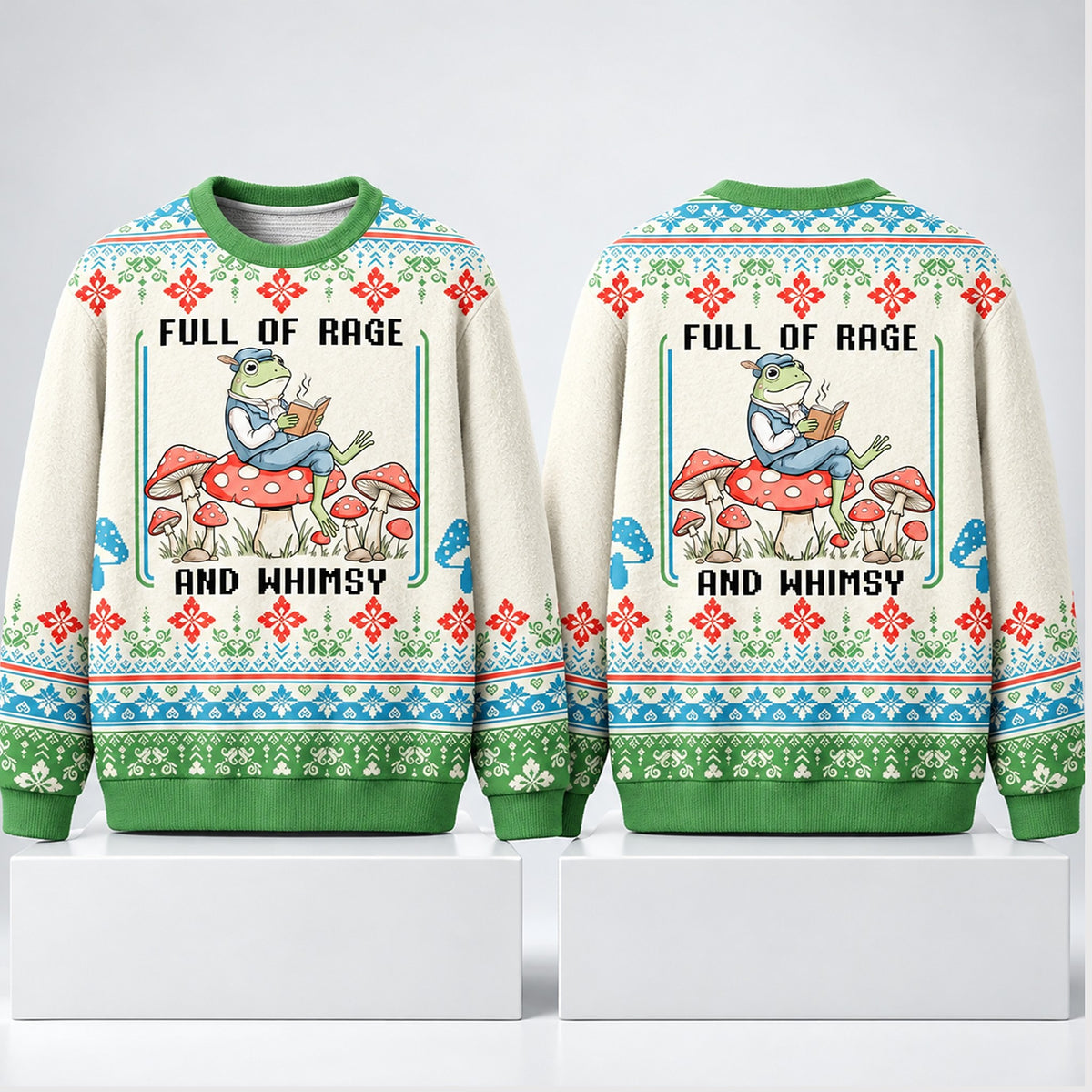 Full Of Rage And Whimsy Christmas 2026 Ugly Sweater Funny Xmas Gifts For Bookworms - Foxy23shop