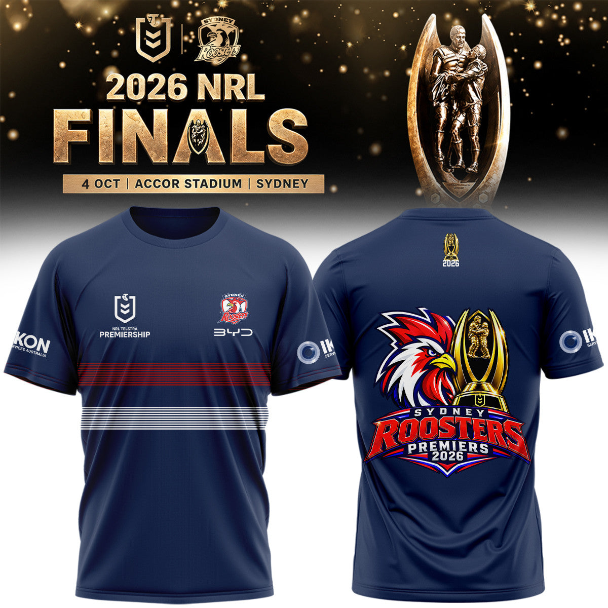 Sydney Roosters Merch 2026 NRL Premiers T-Shirt Presents Ideas For Husband - Foxy23shop