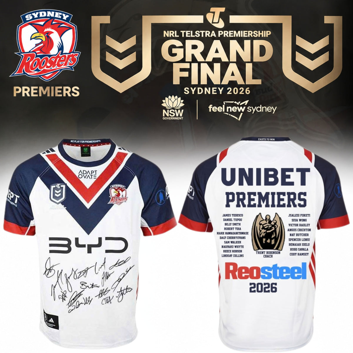 Sydney Roosters NRL 2026 Premiers T-Shirt Sydney Roosters Clothing Great Gifts For Fans - Foxy23shop