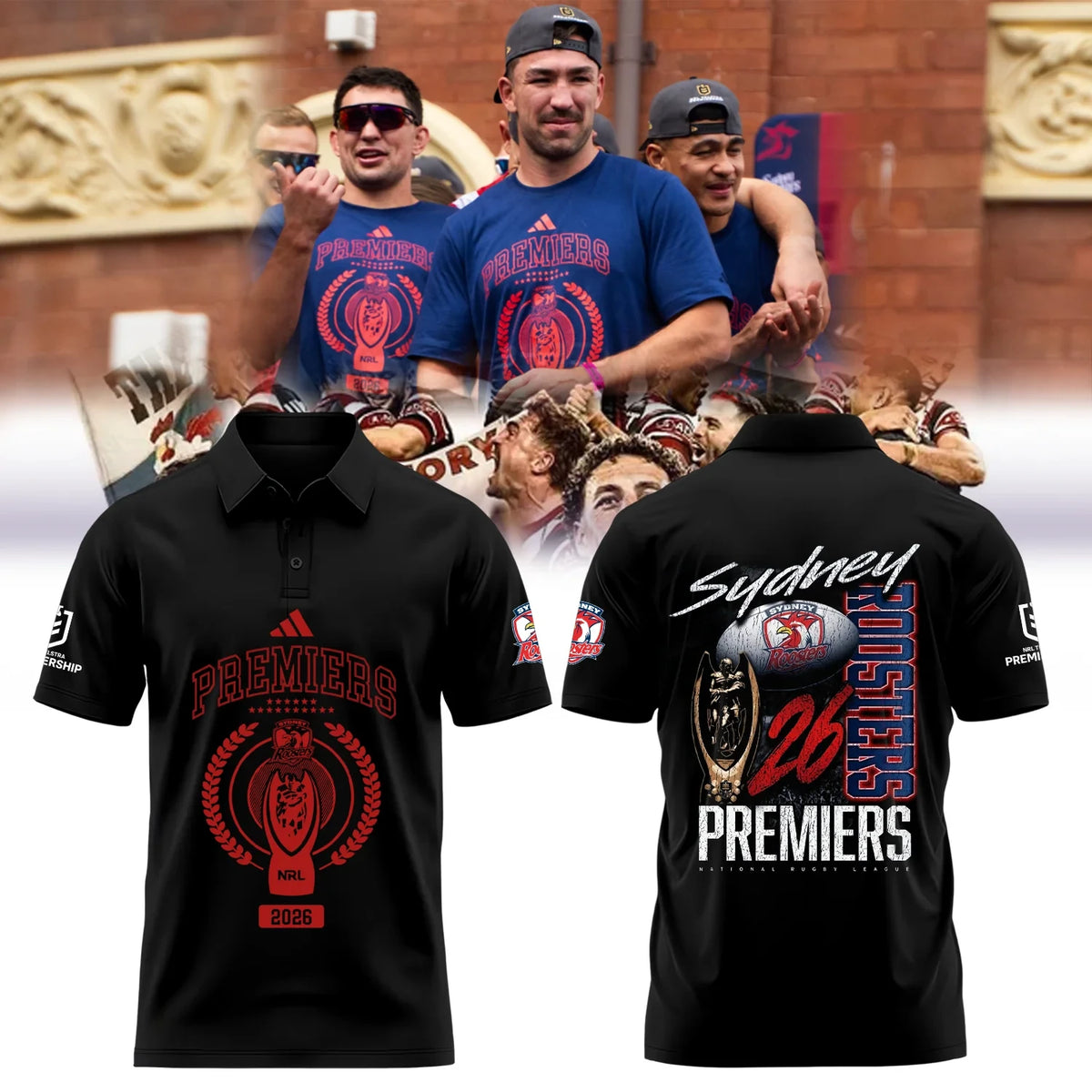 Sydney Roosters NRL Premiers 2026 Polo Shirt Sydney Roosters Merch Rugby Fan Gears - Foxy23shop