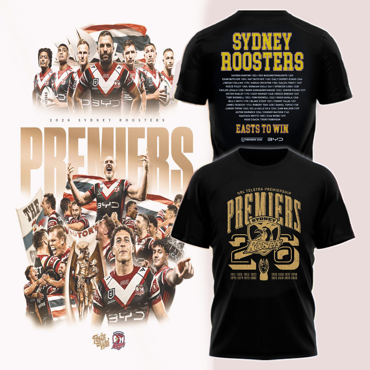Sydney Roosters NRL Premiers 2026 Shirt Sydney Roosters Clothes Birthday Gifts For Brother - Foxy23shop